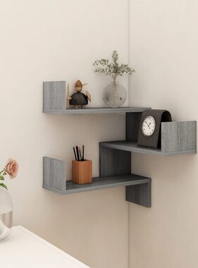 VidaXL Hoekwandschap 40x40x50 cm bewerkt hout grijs sonoma eikenkleur