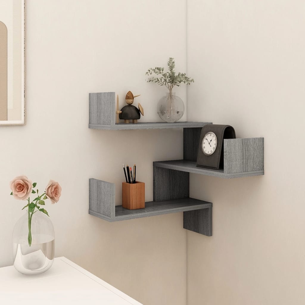 VidaXL Hoekwandschap 40x40x50 cm bewerkt hout grijs sonoma eikenkleur