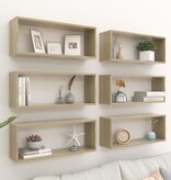 VidaXL Wandschappen kubus 6 st 60x15x23 cm bewerkt hout sonoma eiken