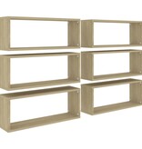 VidaXL Wandschappen kubus 6 st 60x15x23 cm bewerkt hout sonoma eiken