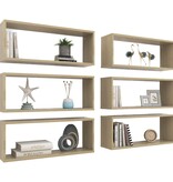 VidaXL Wandschappen kubus 6 st 60x15x23 cm bewerkt hout sonoma eiken