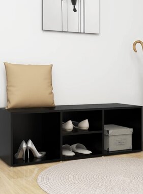 VidaXL Schoenenopbergbank 105x35x35 cm spaanplaat zwart