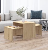 VidaXL Salontafelset 100x48x40 cm bewerkt hout sonoma eikenkleurig