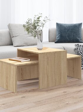VidaXL Salontafelset 100x48x40 cm bewerkt hout sonoma eikenkleurig
