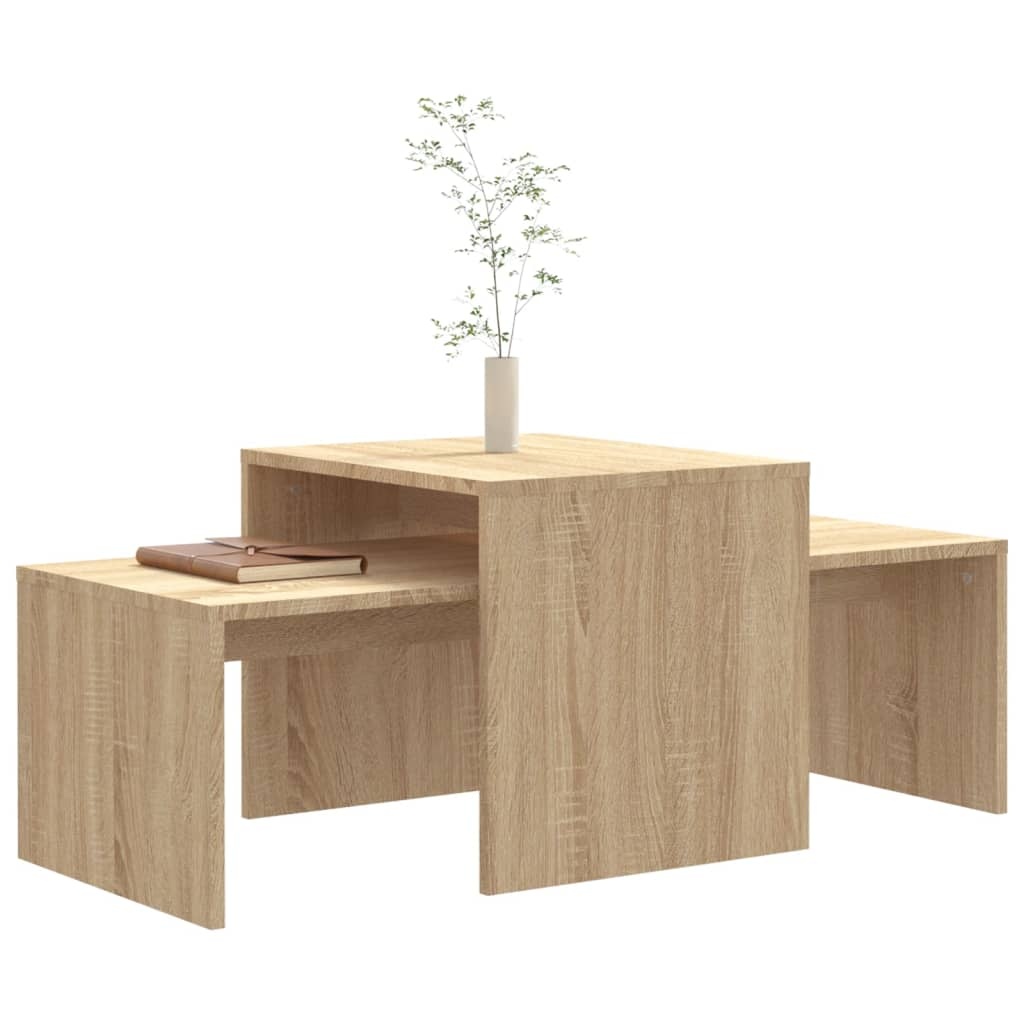 VidaXL Salontafelset 100x48x40 cm bewerkt hout sonoma eikenkleurig