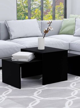 VidaXL Salontafelset 100x48x40 cm bewerkt hout zwart