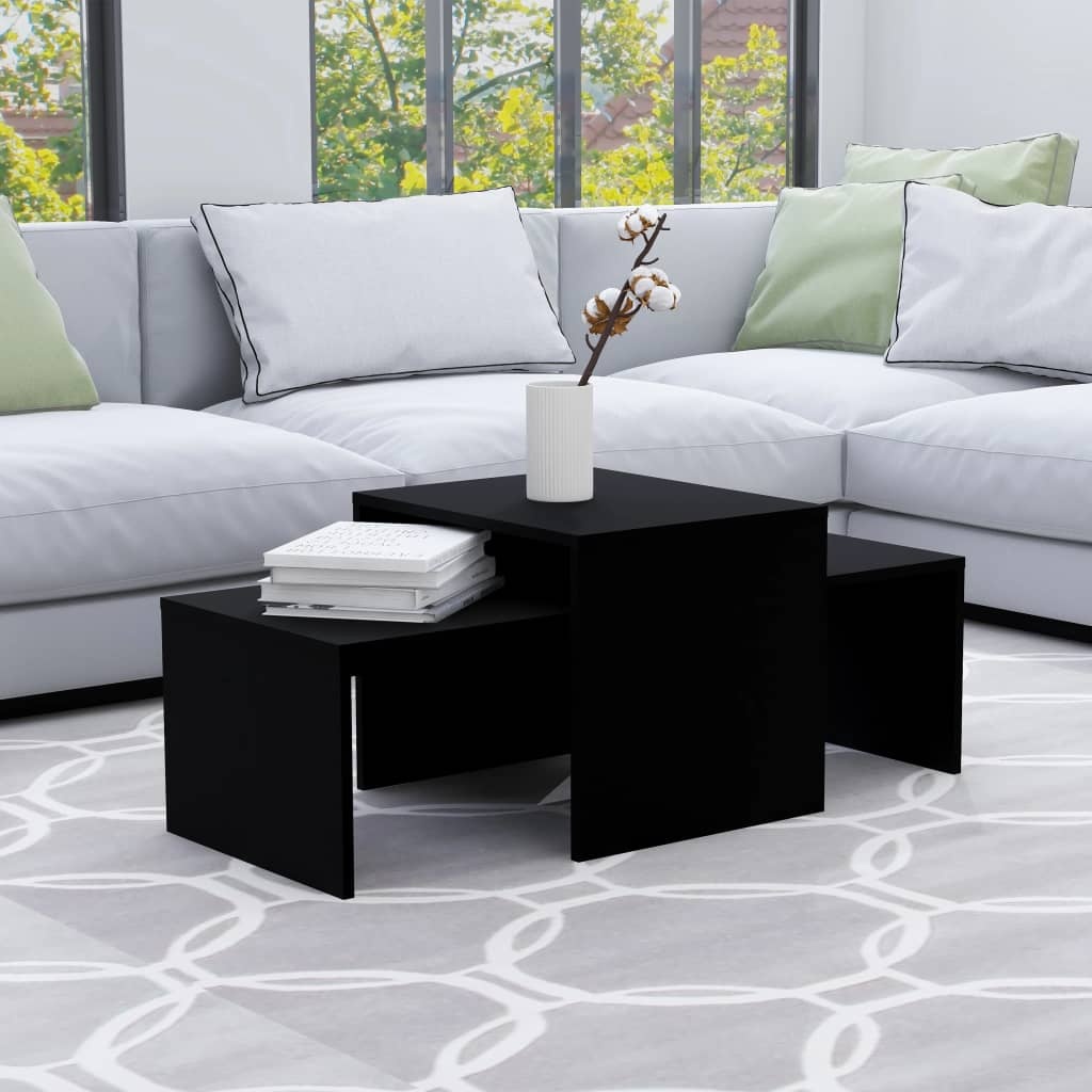 VidaXL Salontafelset 100x48x40 cm bewerkt hout zwart