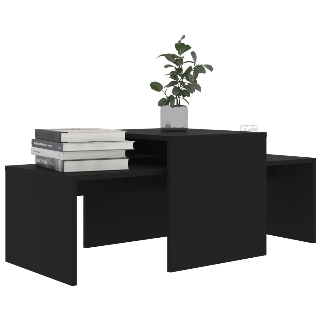 VidaXL Salontafelset 100x48x40 cm bewerkt hout zwart