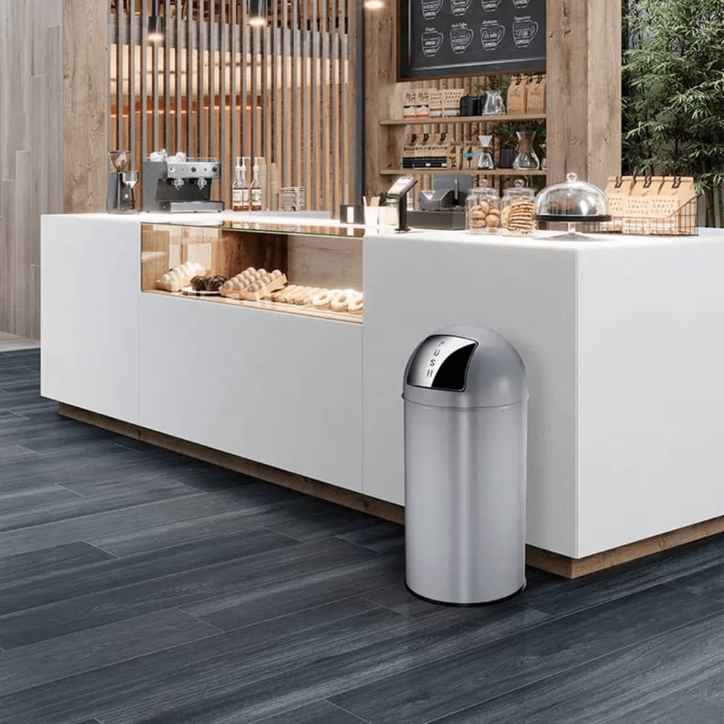 VidaXL Afvalbak met drukdeksel 40 L matgrijs