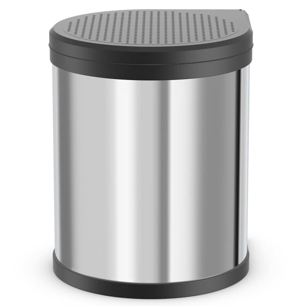 VidaXL Inbouw afvalemmer Compact-Box M 15 L roestvrij staal 3555-101