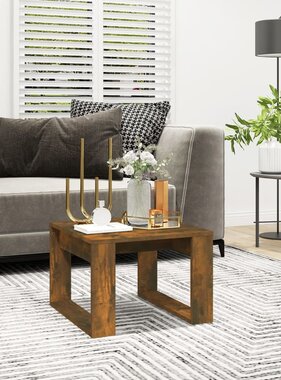 VidaXL Bijzettafel 50x50x35 cm bewerkt hout gerookt eikenkleurig