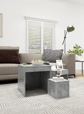 VidaXL 3-delige Tafeltjesset spaanplaat betongrijs