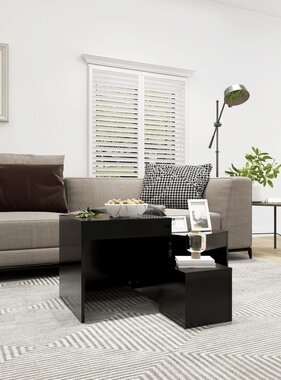 VidaXL 3-delige Tafeltjesset spaanplaat zwart