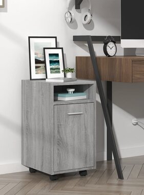 VidaXL Bijzetkast met wielen 33x38x60 cm bewerkt hout grijs sonoma