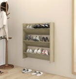 VidaXL Wandschoenenkast 80x18x90 cm bewerkt hout sonoma eikenkleur