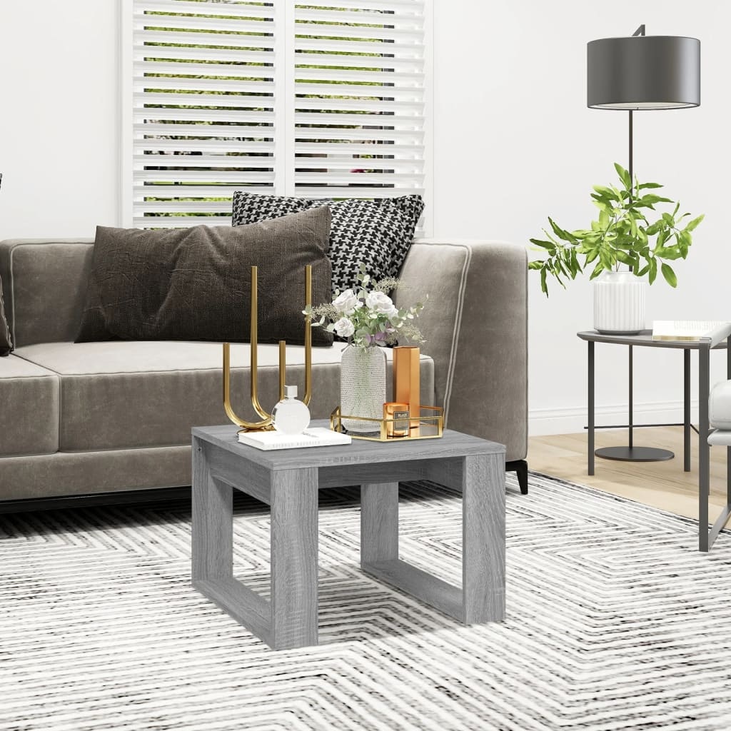 VidaXL Bijzettafel 50x50x35 cm bewerkt hout grijs sonoma eikenkleurig