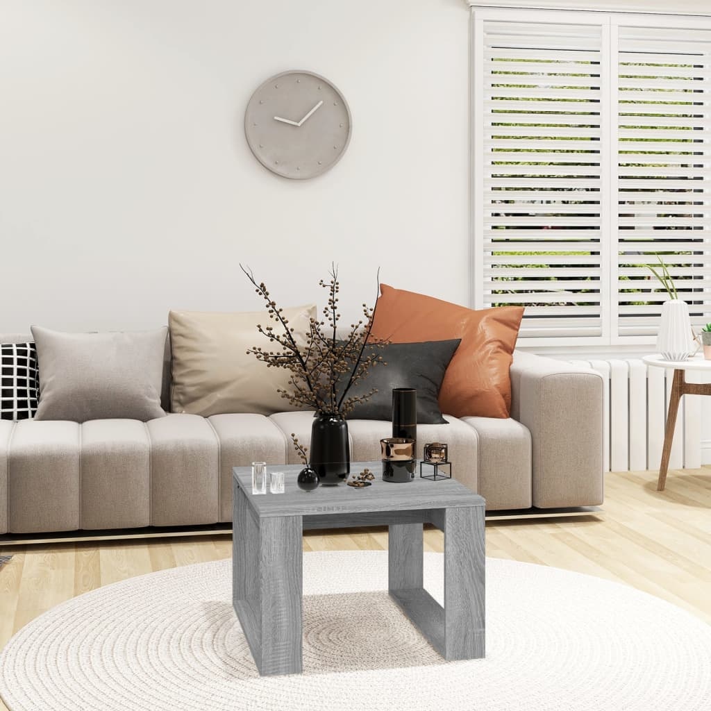 VidaXL Bijzettafel 50x50x35 cm bewerkt hout grijs sonoma eikenkleurig