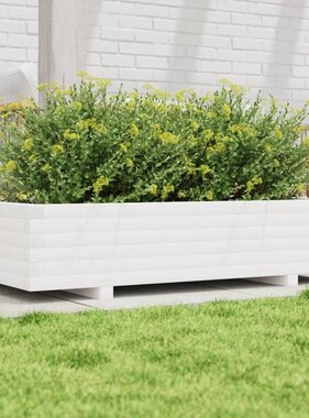 VidaXL Plantenbak 110x60x26,5 cm massief grenenhout wit