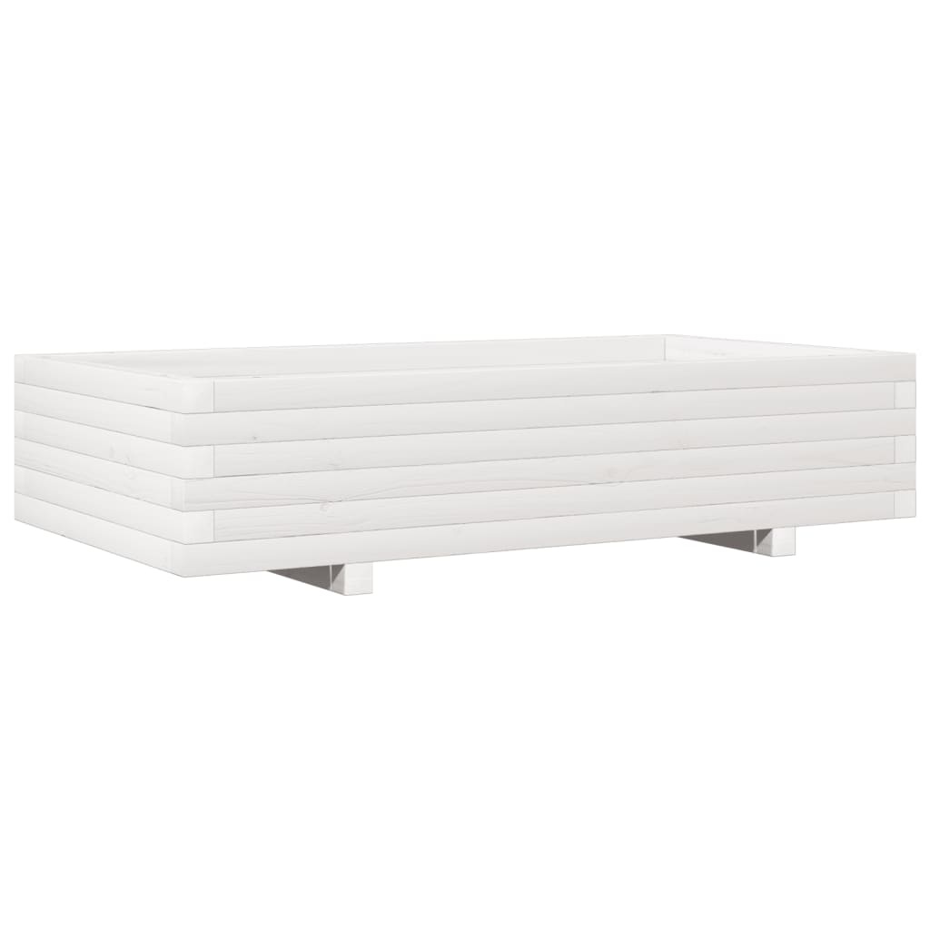 VidaXL Plantenbak 110x60x26,5 cm massief grenenhout wit
