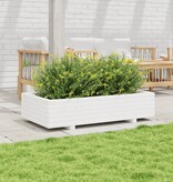 VidaXL Plantenbak 110x60x26,5 cm massief grenenhout wit