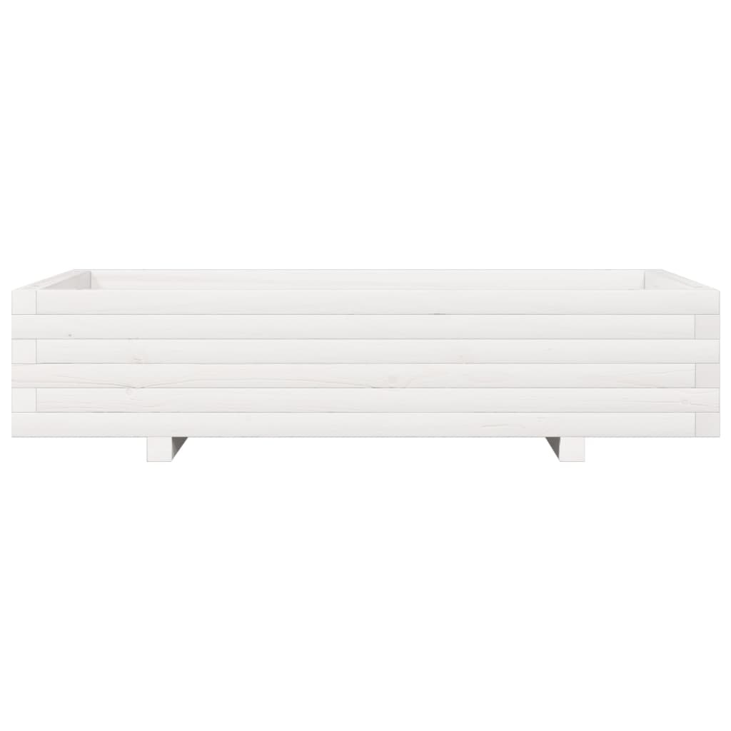 VidaXL Plantenbak 110x60x26,5 cm massief grenenhout wit