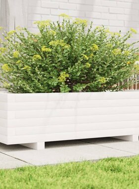 VidaXL Plantenbak 90x40x26,5 cm massief grenenhout wit