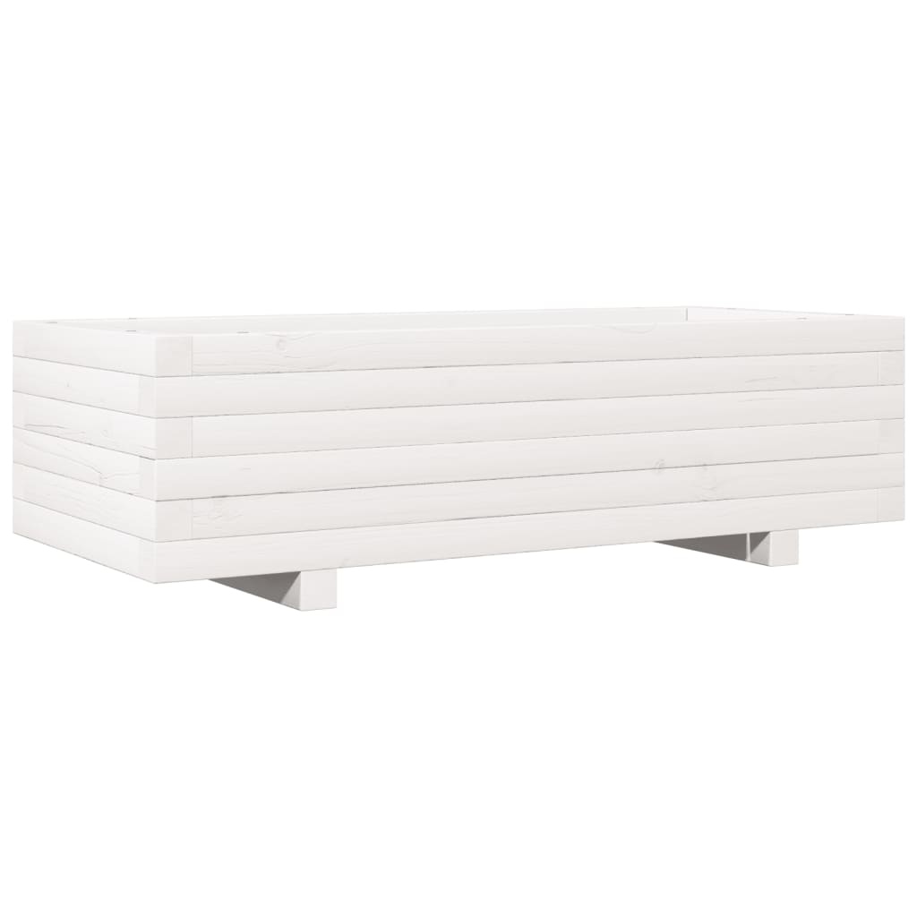 VidaXL Plantenbak 90x40x26,5 cm massief grenenhout wit
