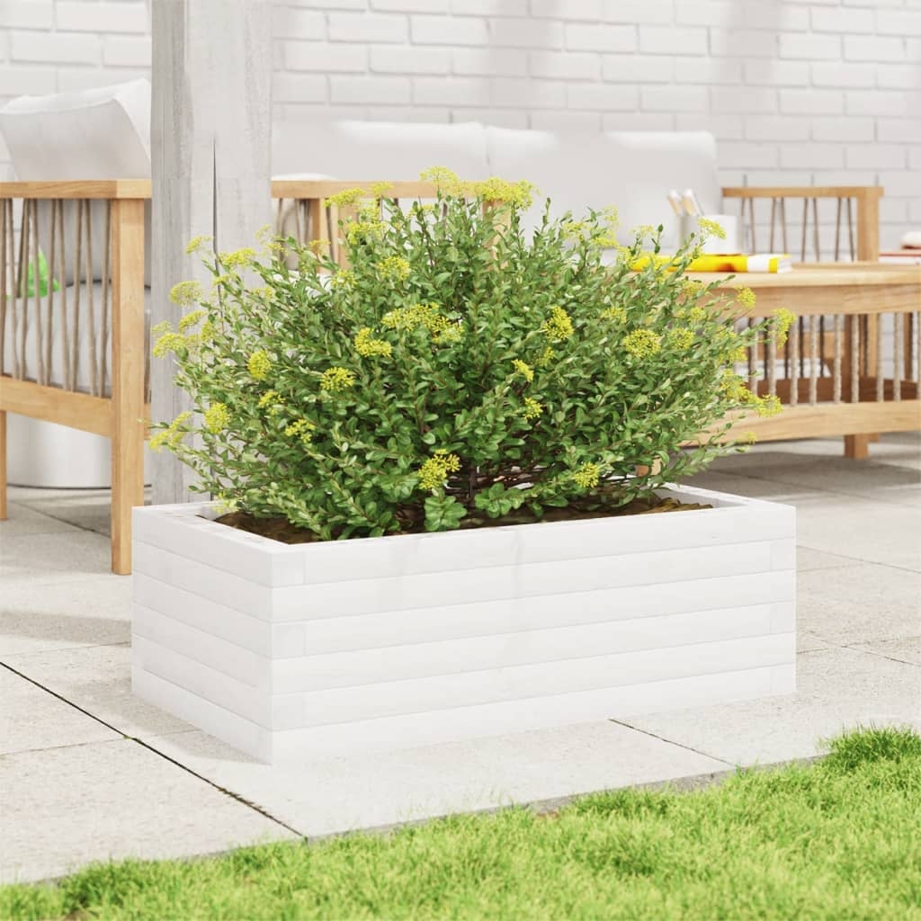 VidaXL Plantenbak 70x40x23 cm massief grenenhout wit