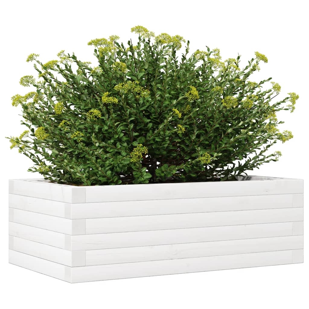 VidaXL Plantenbak 70x40x23 cm massief grenenhout wit