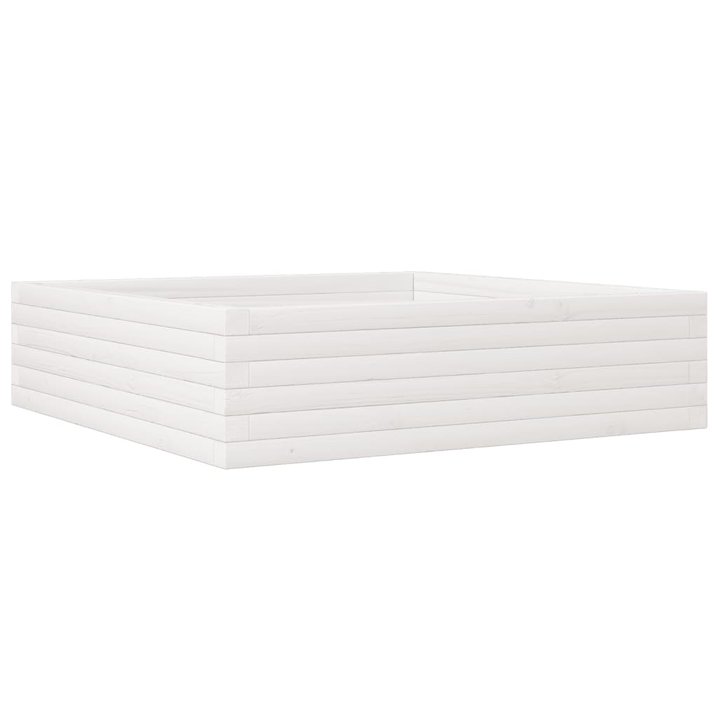 VidaXL Plantenbak 90x90x23 cm massief grenenhout wit
