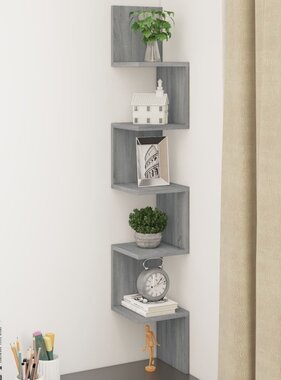 VidaXL Hoekwandschap 20x20x127,5 cm bewerkt hout grijs sonoma eiken