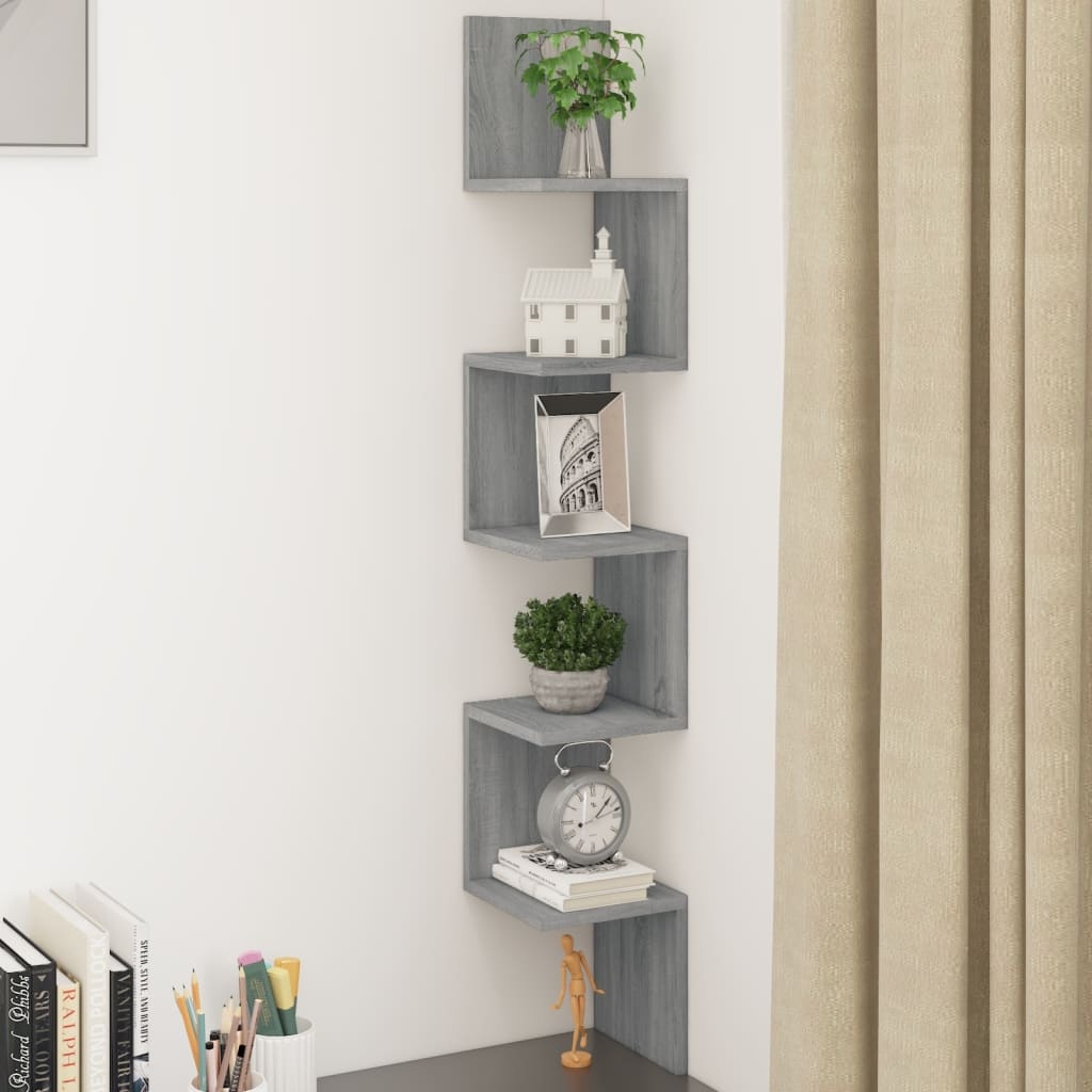 VidaXL Hoekwandschap 20x20x127,5 cm bewerkt hout grijs sonoma eiken