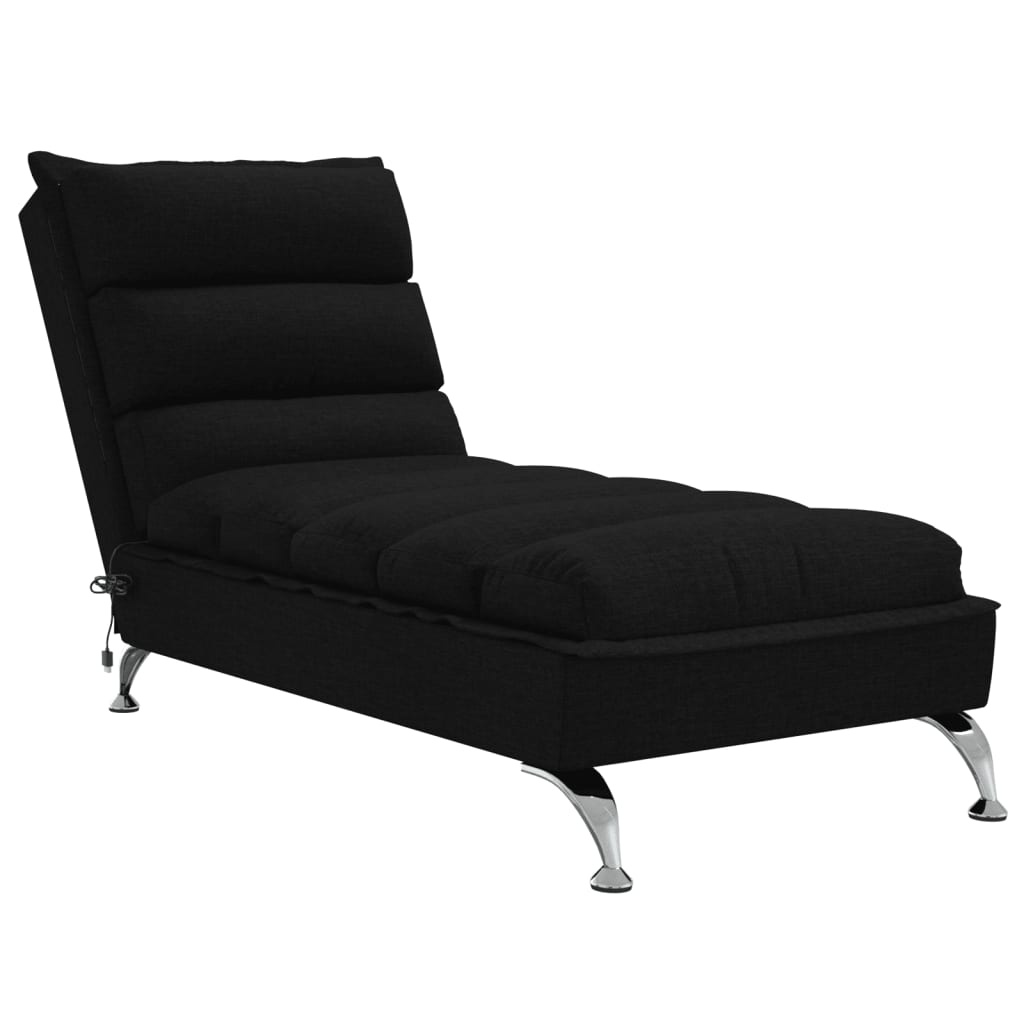 vidaXL Massage chaise longue met kussens stof zwart