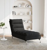 vidaXL Massage chaise longue met kussens stof zwart