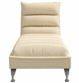 vidaXL Chaise longue met kussens stof crèmekleurig