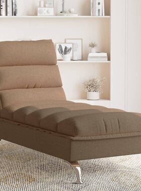 vidaXL Chaise longue met kussens stof bruin