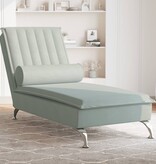 vidaXL Massage chaise longue met bolster fluweel lichtgrijs