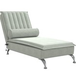 vidaXL Massage chaise longue met bolster fluweel lichtgrijs