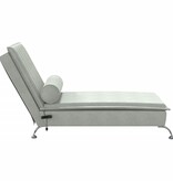 vidaXL Massage chaise longue met bolster fluweel lichtgrijs