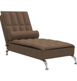 vidaXL Massage chaise longue met bolster stof bruin