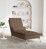 vidaXL Massage chaise longue met bolster stof bruin