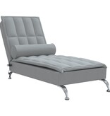 vidaXL Massage chaise longue met bolster stof lichtgrijs