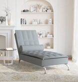 vidaXL Massage chaise longue met bolster stof lichtgrijs