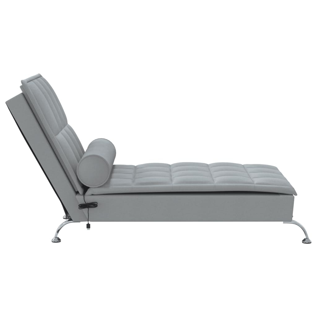 vidaXL Massage chaise longue met bolster stof lichtgrijs