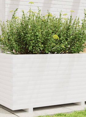 VidaXL Plantenbak 90x60x49,5 cm massief grenenhout wit