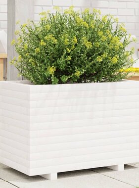 VidaXL Plantenbak 70x40x49,5 cm massief grenenhout wit