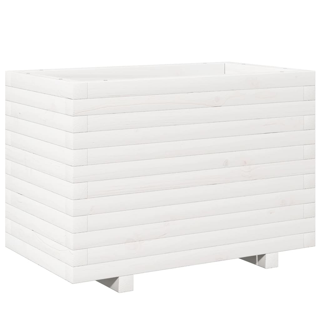 VidaXL Plantenbak 70x40x49,5 cm massief grenenhout wit
