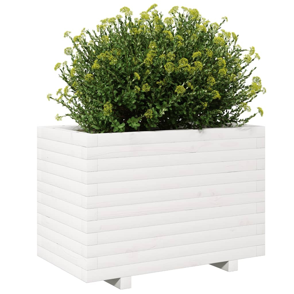 VidaXL Plantenbak 70x40x49,5 cm massief grenenhout wit