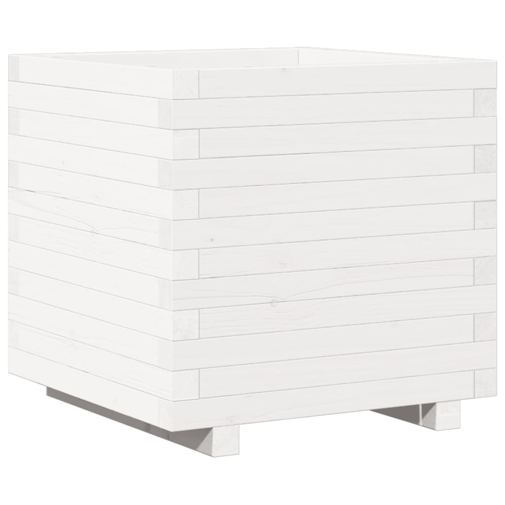 VidaXL Plantenbak 50x50x49,5 cm massief grenenhout wit
