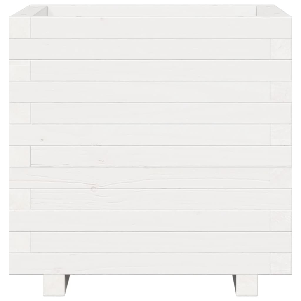 VidaXL Plantenbak 50x50x49,5 cm massief grenenhout wit